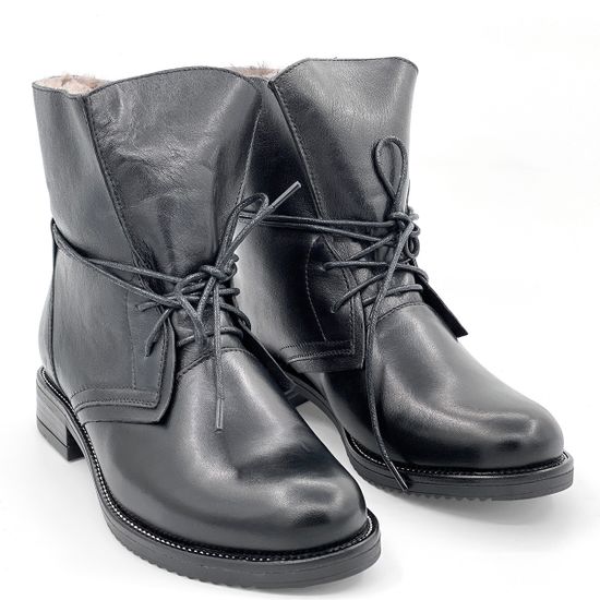 Ботинки Cover черные кожаные МЕХ - фото 6, 5932-2 COV