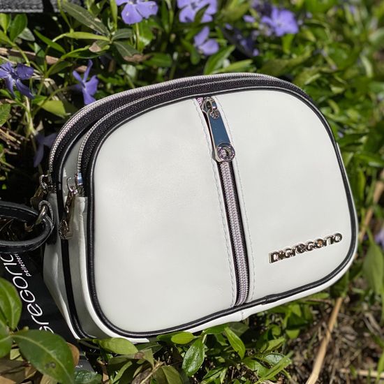 Сумочка Di Gregorio кросс-боди бело-черная кожаная маленькая - фото 1, 8829 DG BIANCO