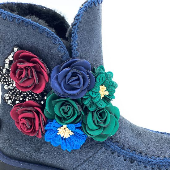 Ботинки Gianni Renzi синие замшевые МЕХ - фото 5, 