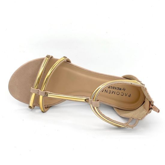 Босоножки Pacomena бежевые с золотом кожаные - фото 5, 6417 PAC