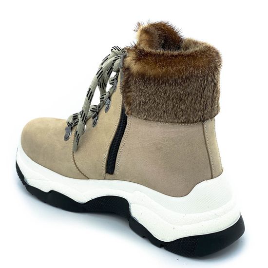 Ботинки Lab Milano бежевые кожаные МЕХ - фото 3, C20031 LAB VISONE