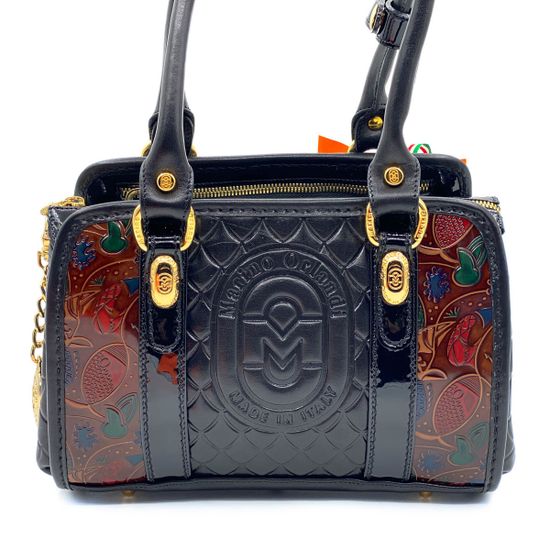 Сумка Marino Orlandi черная кожаная мультиколор - фото 3, 