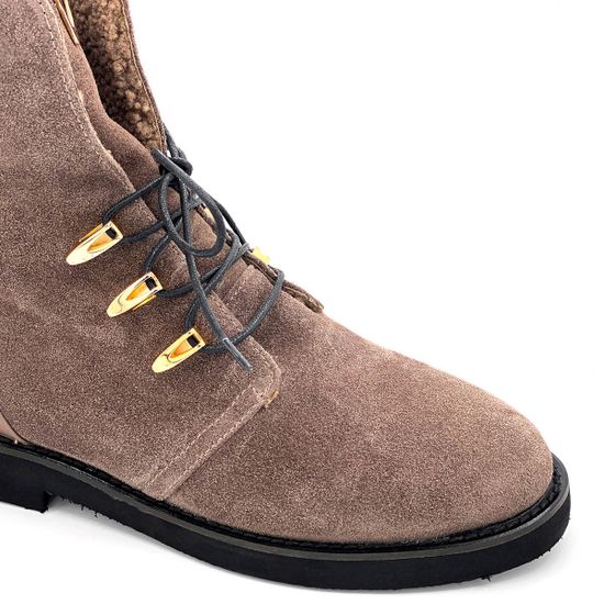 Ботинки Lab Milano бежевые замшевые Мех - фото 5, ZN1377 LAB VISONE