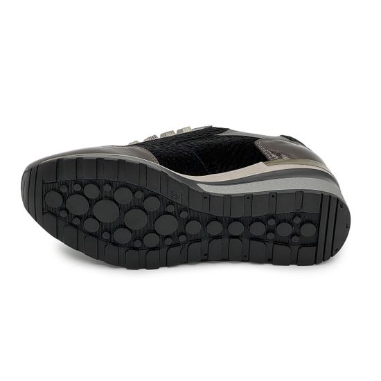 Сникеры Donna Soft черно-серебряные-серые комбинация замши и наплака демисезонные - фото 4, DS1617 DS GRIGIO