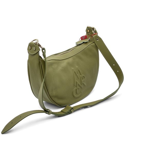 Сумочка-банан Marina Creazioni зеленая кожаная - фото 2, 