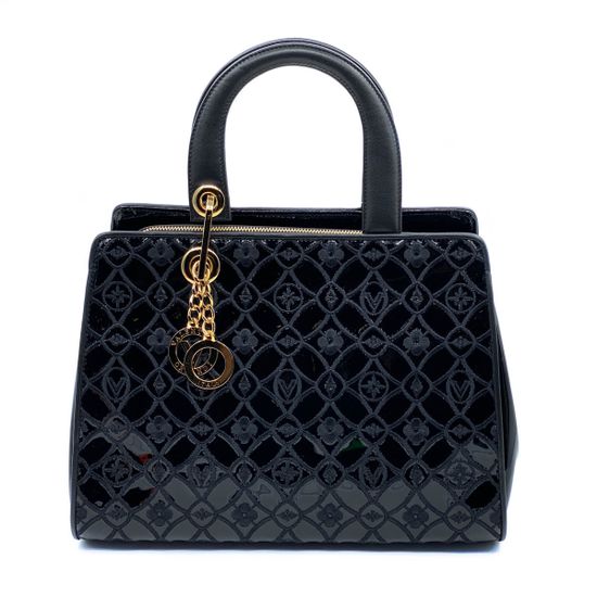 Сумка Valentino Orlandi черная комбинация кожи и лака - фото 1, 