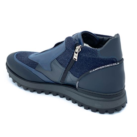 Кроссовки Giampieronicola синие кожаные утеплитель - шерсть - фото 3, 