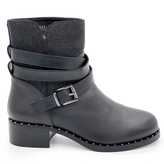 Ботинки Cover черные кожаные МЕХ - фото 1, 6369-2 COV