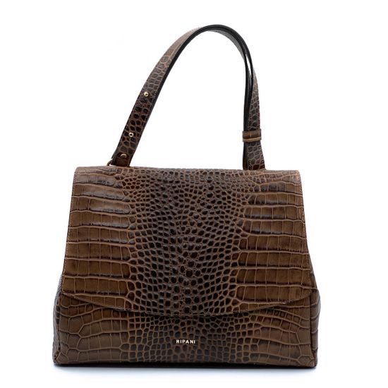 Сумка Ripani коричневая кожаная тиснение под рептилию - фото 1, 9268SO RP MORO