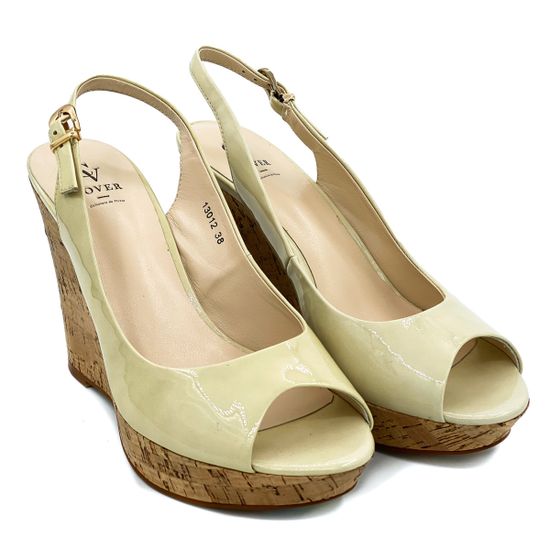 Босоножки Cover бежевые из лакированной кожи - фото 6, 