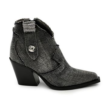 Ботинки казаки FRU.IT серые джинсовые с цепью демисезонные - фото 1, 8575 FR