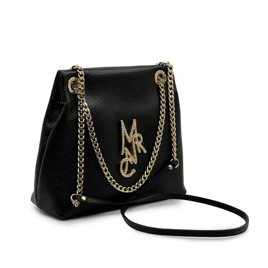 Сумка Marina Creazioni кожаная черная Золотая фурнитура - фото 2, B5560 MC NERO NAPPA ORO