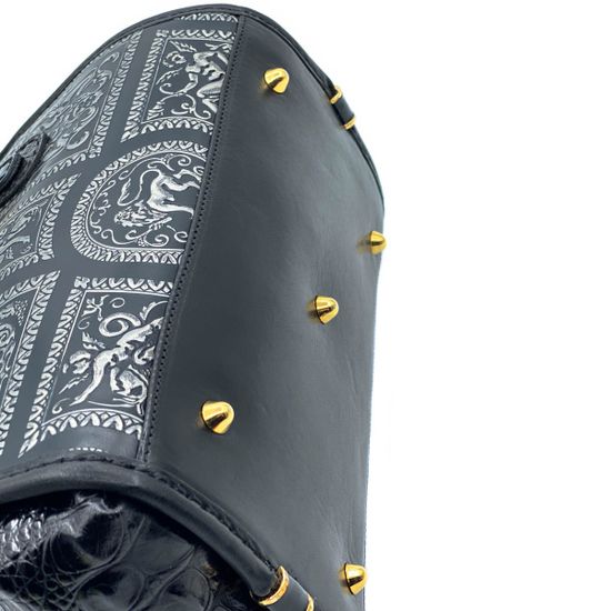 Сумка Marino Orlandi черно-серебряная кожаная - фото 6, 