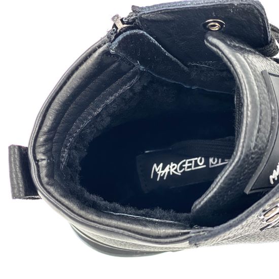 Ботинки  Marcelo Lopez черные кожаные МЕХ - фото 7, 