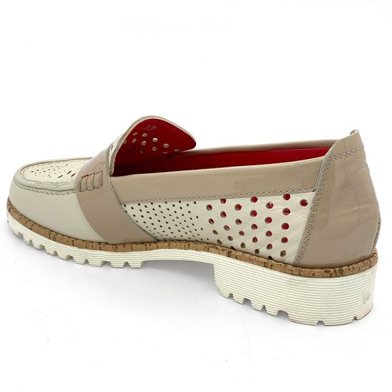 Лоферы Pas de Rouge бежевые кожаные - фото 3, P314 ROU