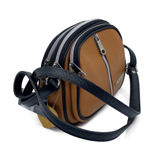 Сумочка Di Gregorio кросс-боди рыжая кожаная маленькая - фото 2, 8829 DG CUOIO