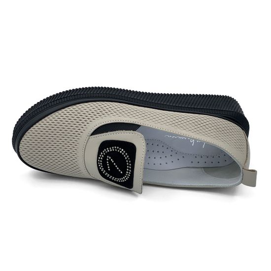 Слипоны Lab Milano бежевые кожаные с перфорацией - фото 5, 3750154 LAB BEIGE