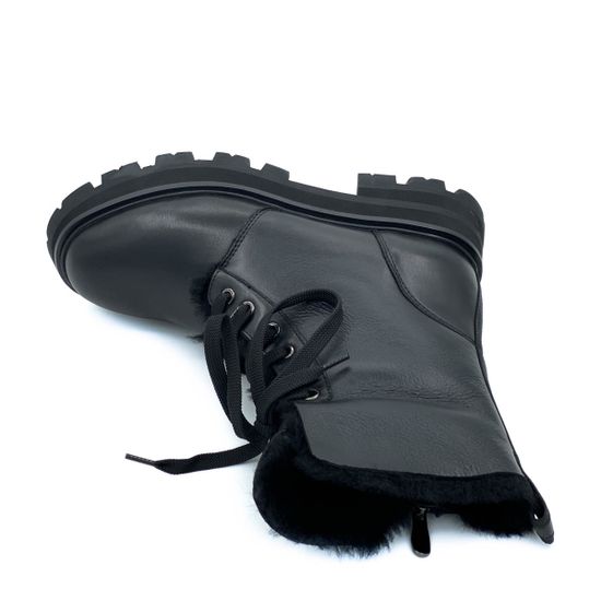 Ботинки Tuffoni черные кожаные МЕХ - фото 5, 