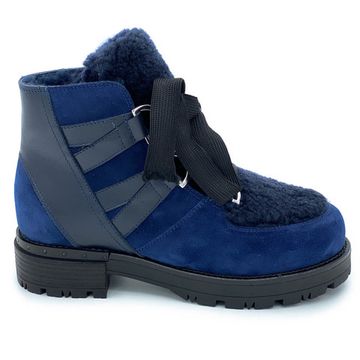 Ботинки Tiffi синие МЕХ комбинация кожи и замши - фото 1, FA28M TI BLU