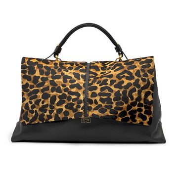 Сумка Loristella черная кожаная/пони принт &quot;леопард&quot; - фото 1, 2734 LS LEO