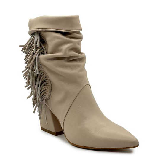 Полусапоги казаки MIMMU бежевые кожаные демисезонные - фото 2, M2726M7 MIM BEIGE