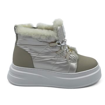 Ботинки Ilasio Renzoni бежевые кожа/текстиль на меху - фото 1, M105 IR BEIGE