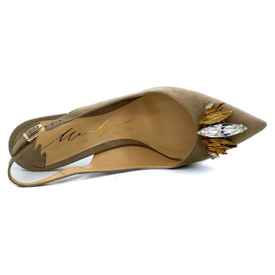 Туфли-лодочки Merlyn c открытой пяткой бежевые - фото 5, 