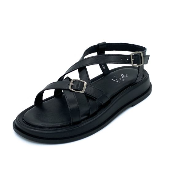 Босоножки Cover черные кожаные - фото 2, 1621-2 COV