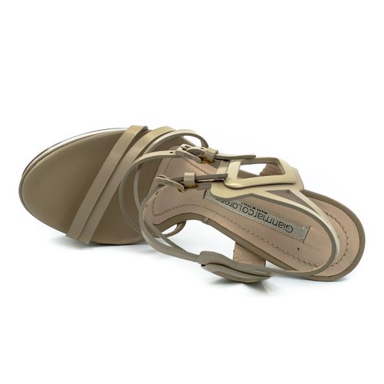 Босоножки Gianmarco Lorenzi бежевые кожаные - фото 4, P4D8M1045 GML