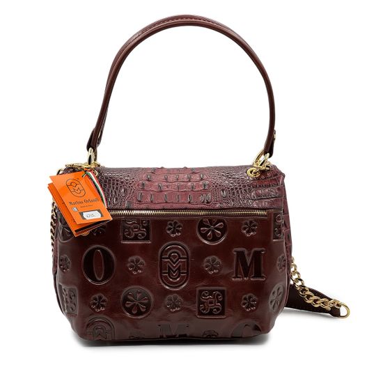 Сумка Marino Orlandi бордовая кожаная тиснение под кожу крокодила - фото 3, 4765 MO BORDO