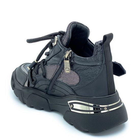 Кроссовки Lab Milano черно-серебряные кожаные Байка - фото 3, ZN1295 LAB