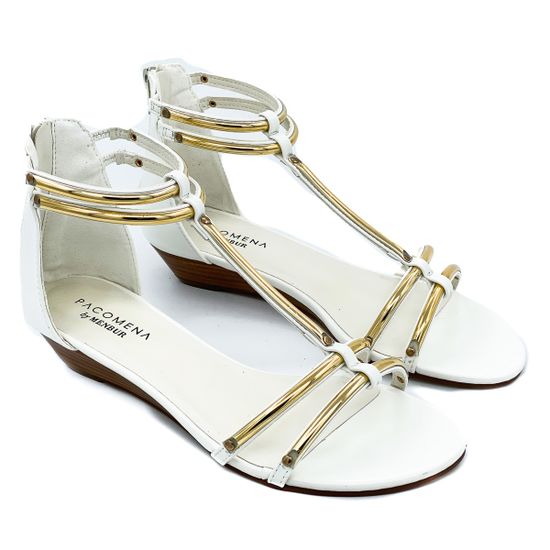 Босоножки Pacomena белые с золотом кожаные - фото 5, 6417 PAC BIANCO