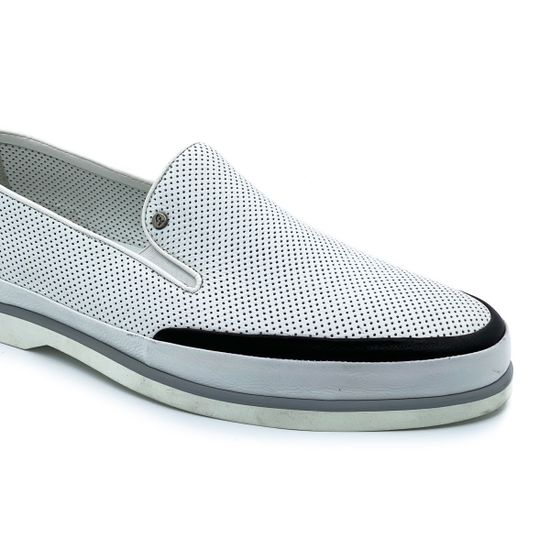 Слипоны Giampieronicola белые кожаные перфорированные - фото 6, 