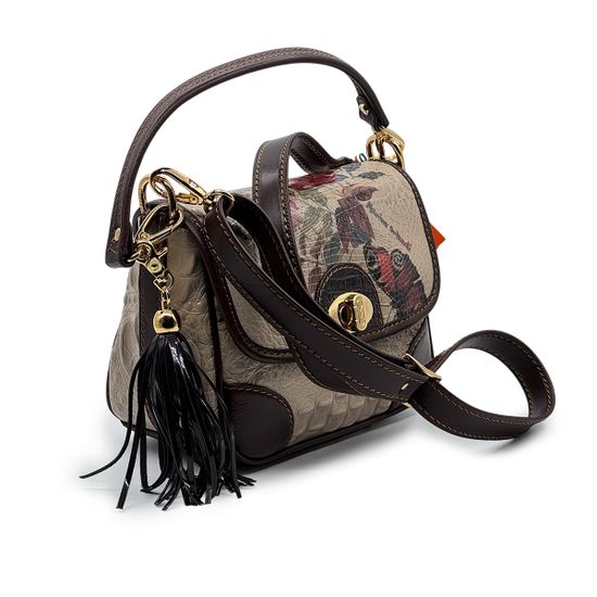 Сумка Marino Orlandi коричневая/черная кожаная - фото 2, 4941 MO BEIGE/MORO