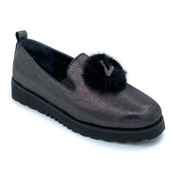 Полуботинки Lab Milano черные кожаные МЕХ - фото 2, 