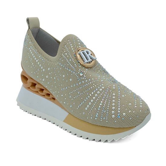 Кроссовки Ilasio Renzoni кожа и текстиль стрейч бежевые - фото 2, 