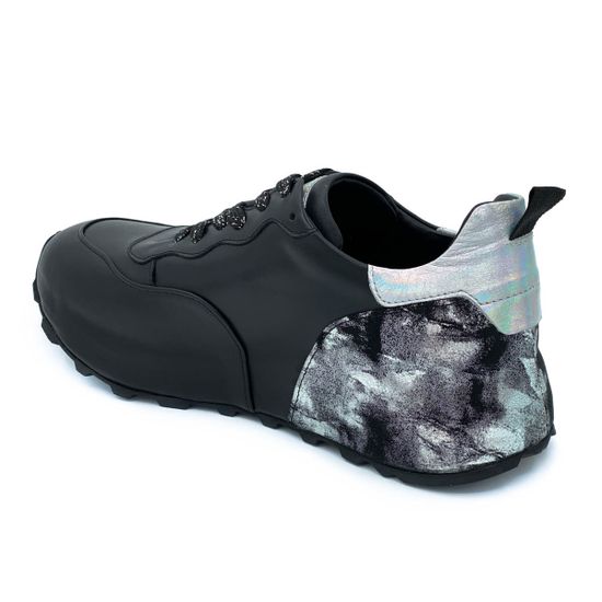 Кроссовки Nila&amp;Nila черно-серебристые кожаные - фото 3, ZN10881 NIL NERO