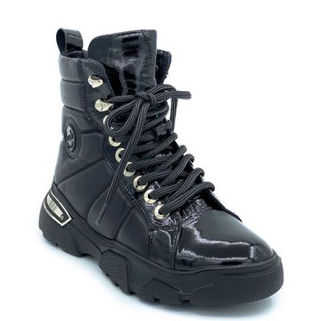 Ботинки Lab Milano черные кожаные МЕХ - фото 2, ZN1290 LAB