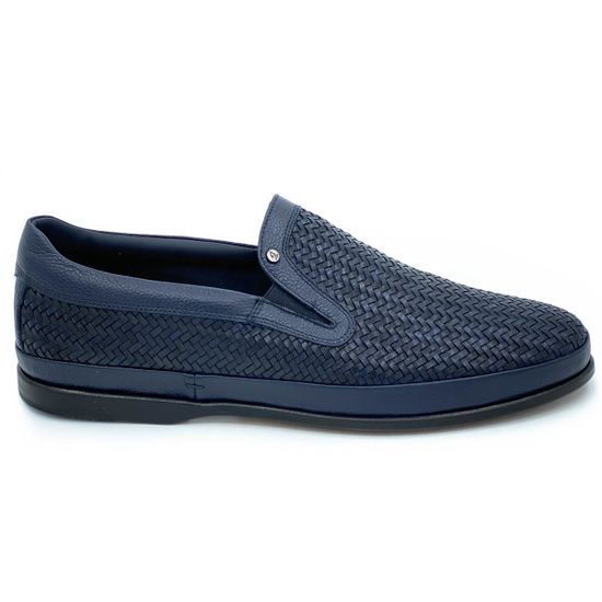 Слипоны Giampieronicola синие кожаные - фото 1, 