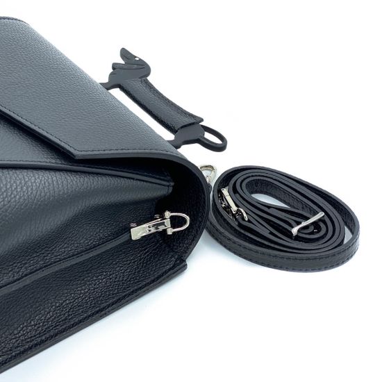 Сумка Renato Angi черная кожаная ручка-такса - фото 5, 