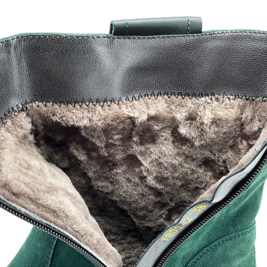 Ботинки Cover зеленые замшевые МЕХ - фото 6, 