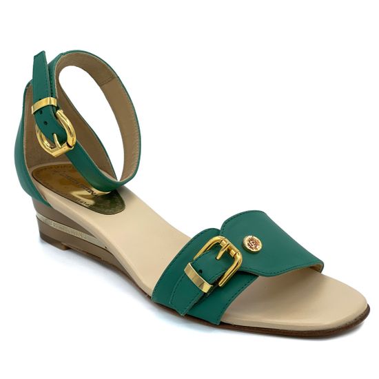 Босоножки Loretta Pettinari бежево-зеленые кожаные - фото 2, 4527 LP