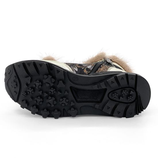 Ботинки Lab Milano бежевые МЕХ комбинация кожи и текстиля - фото 4, 