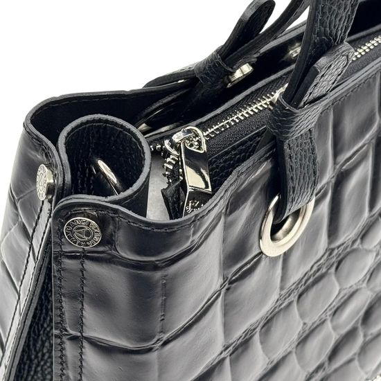 Сумка Renato Angi черная кожаная "крокодил" - фото 4, 3654116 RA NERO