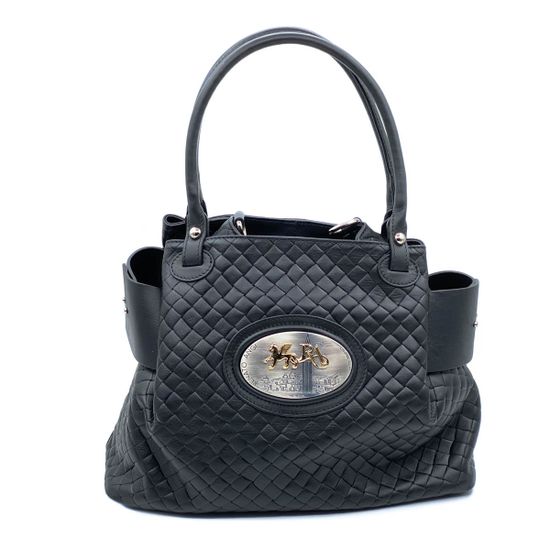 Сумка Renato Angi черная кожаная плетеная - фото 1, 