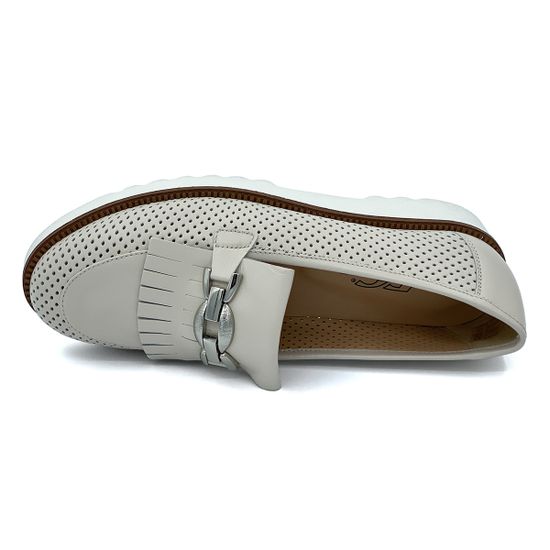 Лоферы Donna Soft бежевые кожаные с перфорацией - фото 5, DS1751 DS