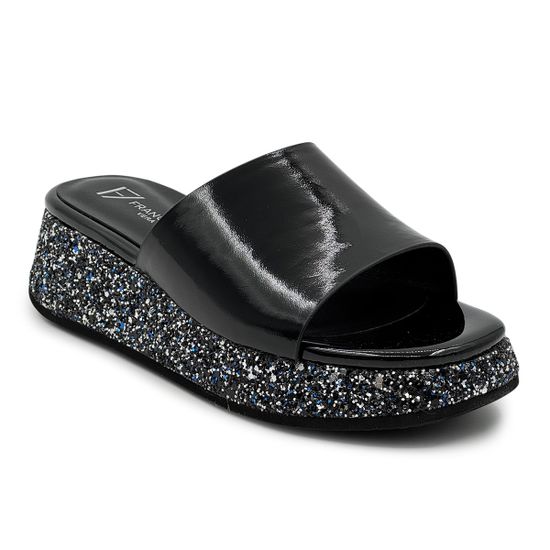 Шлепанцы Francesco V черные кожаные со стразами - фото 2, T118 FV NERO