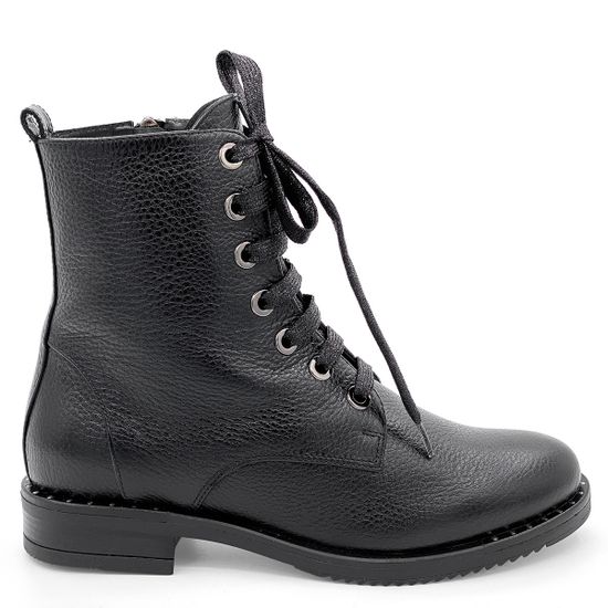 Ботинки Cover черные кожаные МЕХ - фото 1, 