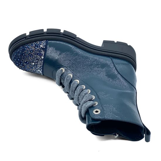 Ботинки Tiffi синие из лакированной кожи на шерсти - фото 4, A383 TI PACIFIC