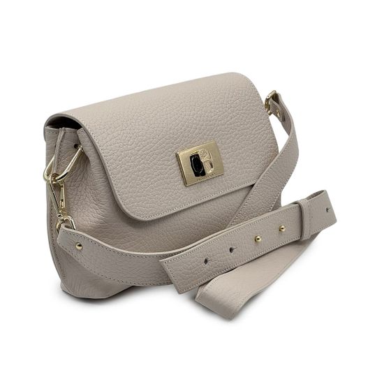 Сумка Di Gregorio бежевая кожаная с золотой фурнитурой - фото 2, 821 DG BEIGE ZOLOT FURN